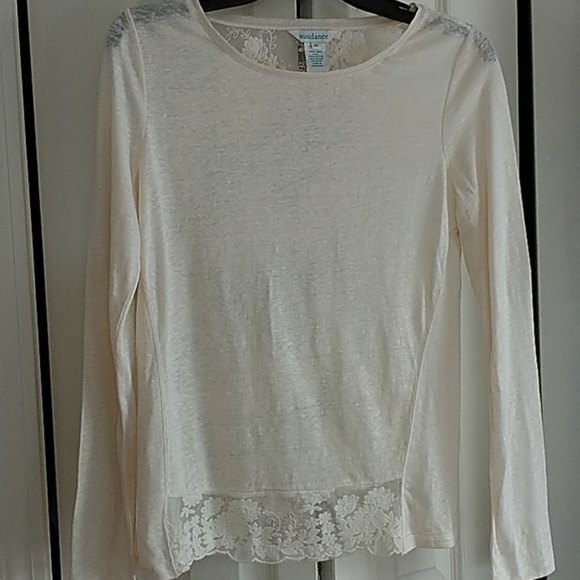 Sundance Tops - Sundance, 100% Linen & Lace Top XS